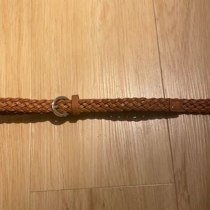 Brown vegan leather braided belt